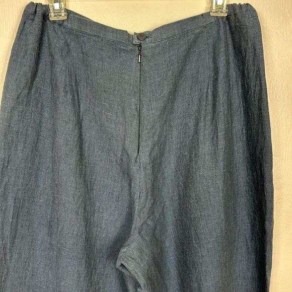 Eddie Bauer Navy Blue Linen High Waisted Wide Leg Pants Size L - Picture 4 of 12